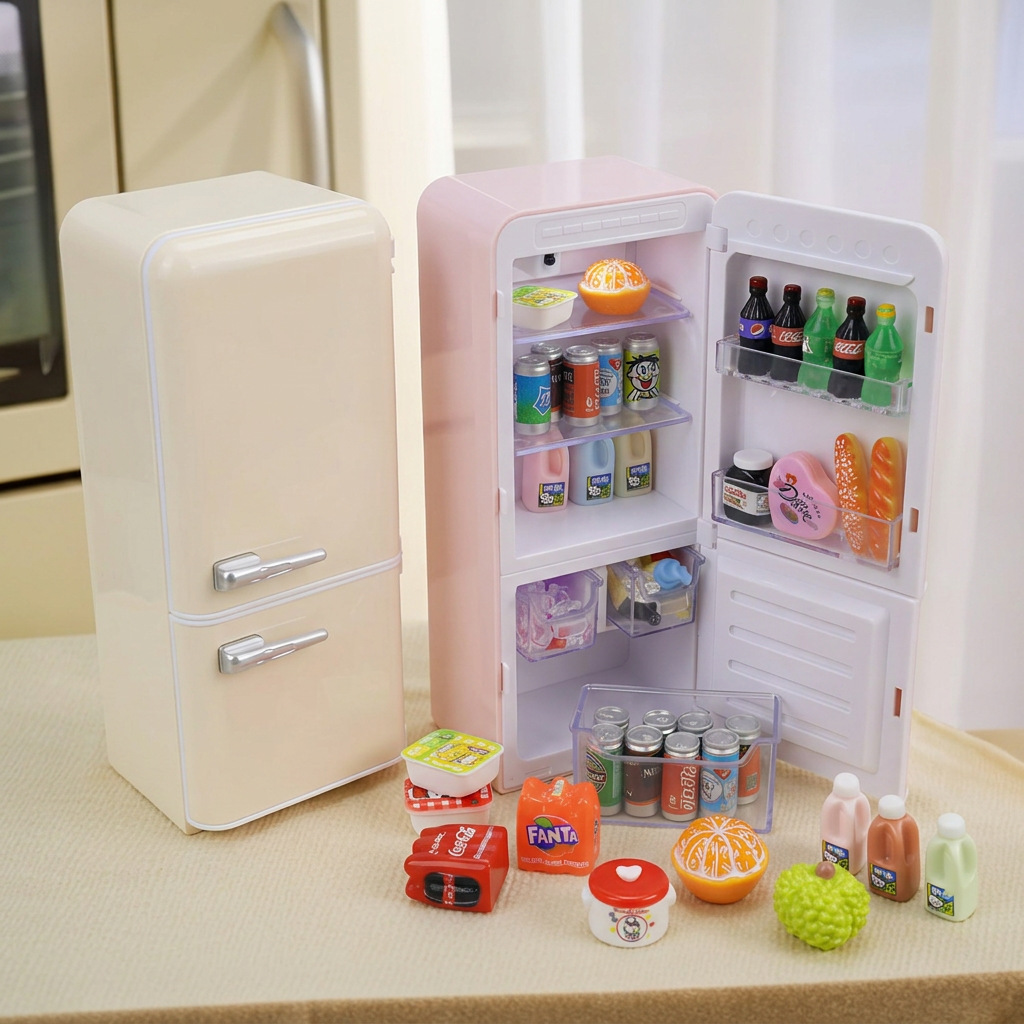 Baby Food Cooking Set - 33pcs Kids Mini Fridge Playset With