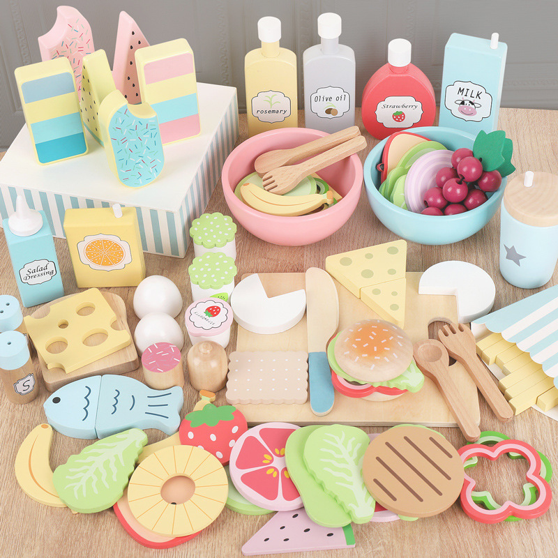 Baby Food Cooking Set - Wooden Pretend Play Food Kitchen Toys
