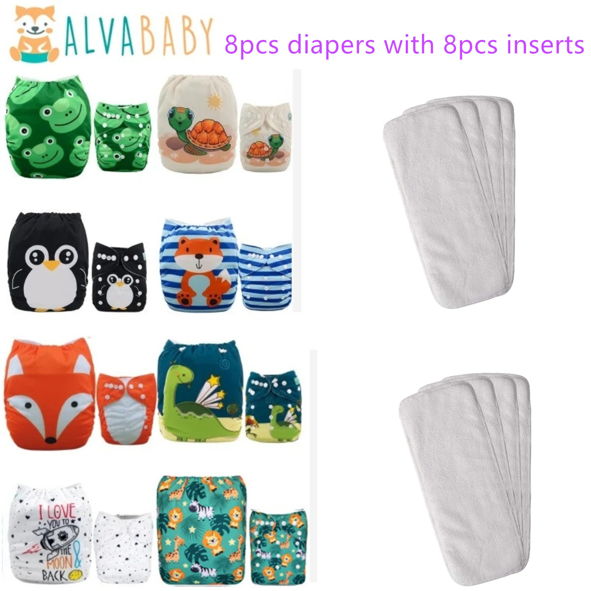 Pampers Diaper Premium Care - (8pcs diapers with 8pcs Inserts per